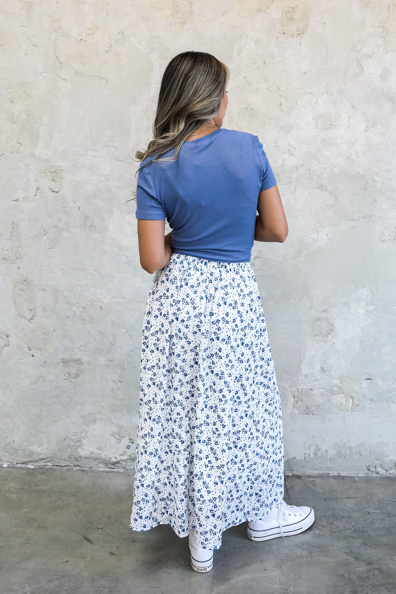 MAXI SKIRT IN BLUE PANSY