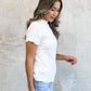 MOCK NECK RIBBED TEE IN IVORY