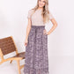 BUTTON FRONT SKIRT IN PEWTER BRANCHES - MIKAROSE WHOLESALE