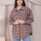 FLANNEL SHIRT JACKET IN HOT COCOA PLAID - MIKAROSE WHOLESALE