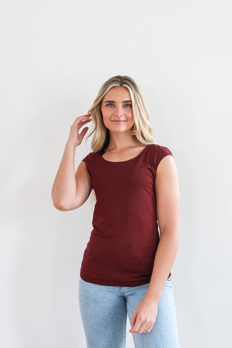 LAYERING TEE IN POMEGRANTE - MIKAROSE WHOLESALE