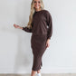 OVERSIZED RIBBED SWEATER IN CHOCOLATE - MIKAROSE WHOLESALE