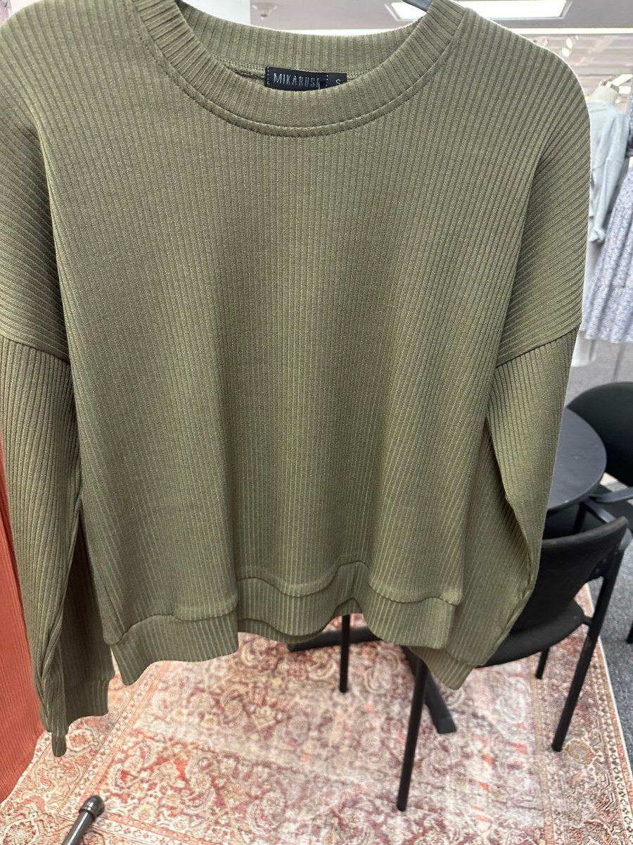 OVERSIZED RIBBED SWEATER IN OLIVE BRANCH - MIKAROSE WHOLESALE