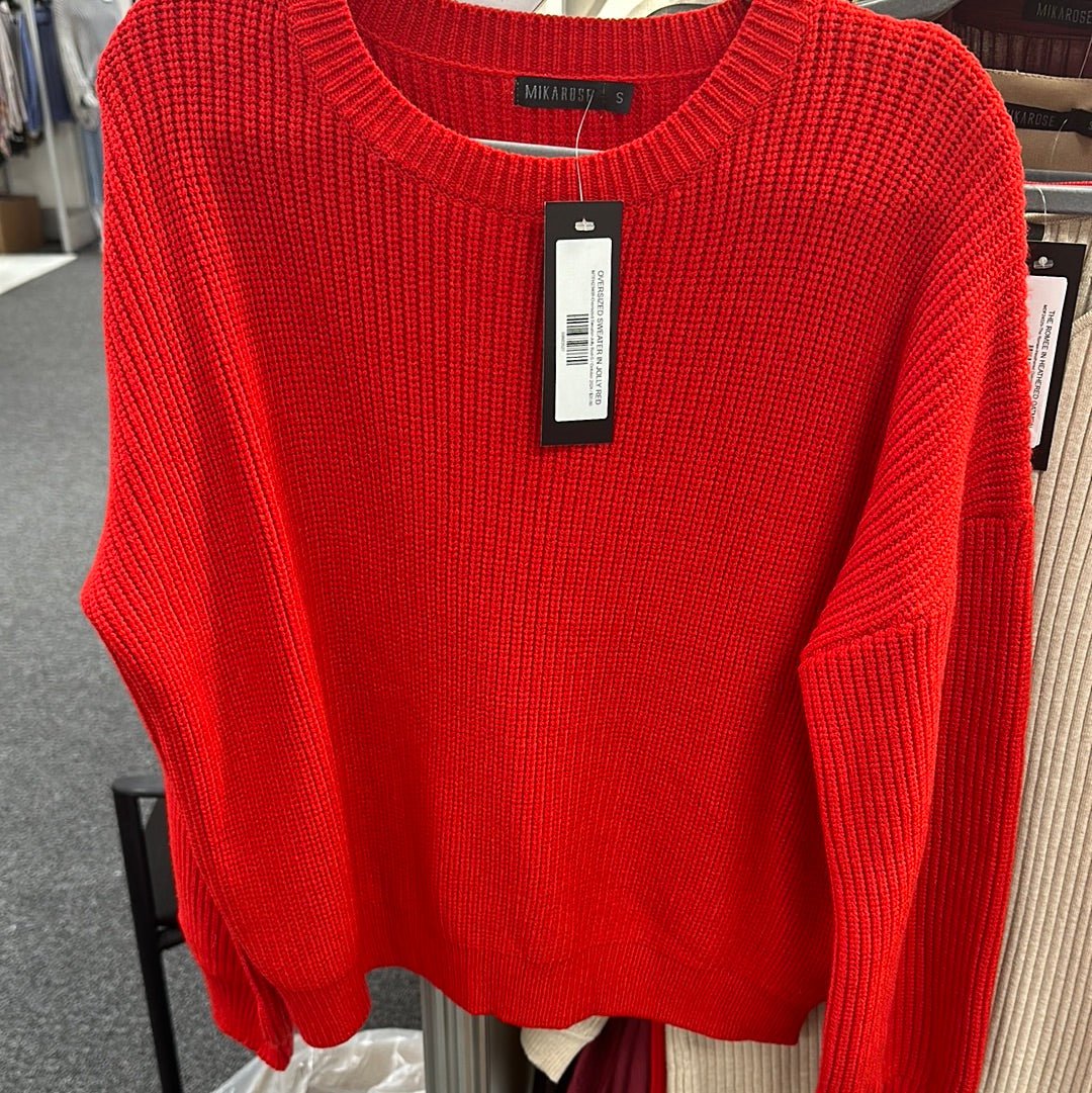 OVERSIZED SWEATER IN JOLLY RED - MIKAROSE WHOLESALE