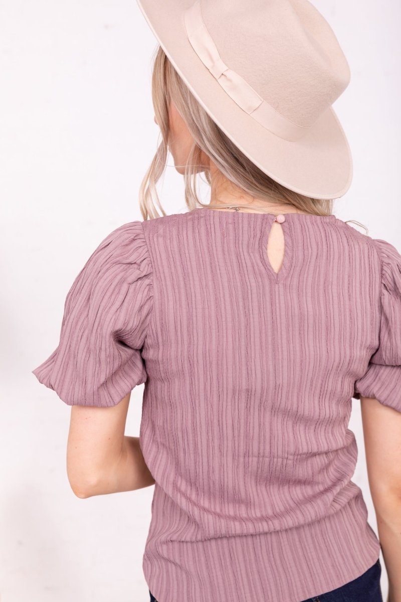 PUFF SLEEVE TOP IN MULBERRY - MIKAROSE WHOLESALE