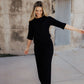 RIBBED KNIT SLOUCHY TEE IN BLACK - MIKAROSE WHOLESALE