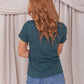SHORT SLEEVE RIBBED TEE IN FOREST SHADE - MIKAROSE WHOLESALE