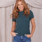 SHORT SLEEVE RIBBED TEE IN FOREST SHADE - MIKAROSE WHOLESALE