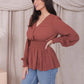 SMOCKED WAIST LONG SLEEVE IN DUSTED CLAY - MIKAROSE WHOLESALE