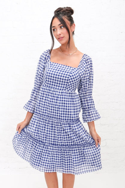 THE DALLAS IN BLUE GINGHAM FINAL SALE - MIKAROSE WHOLESALE